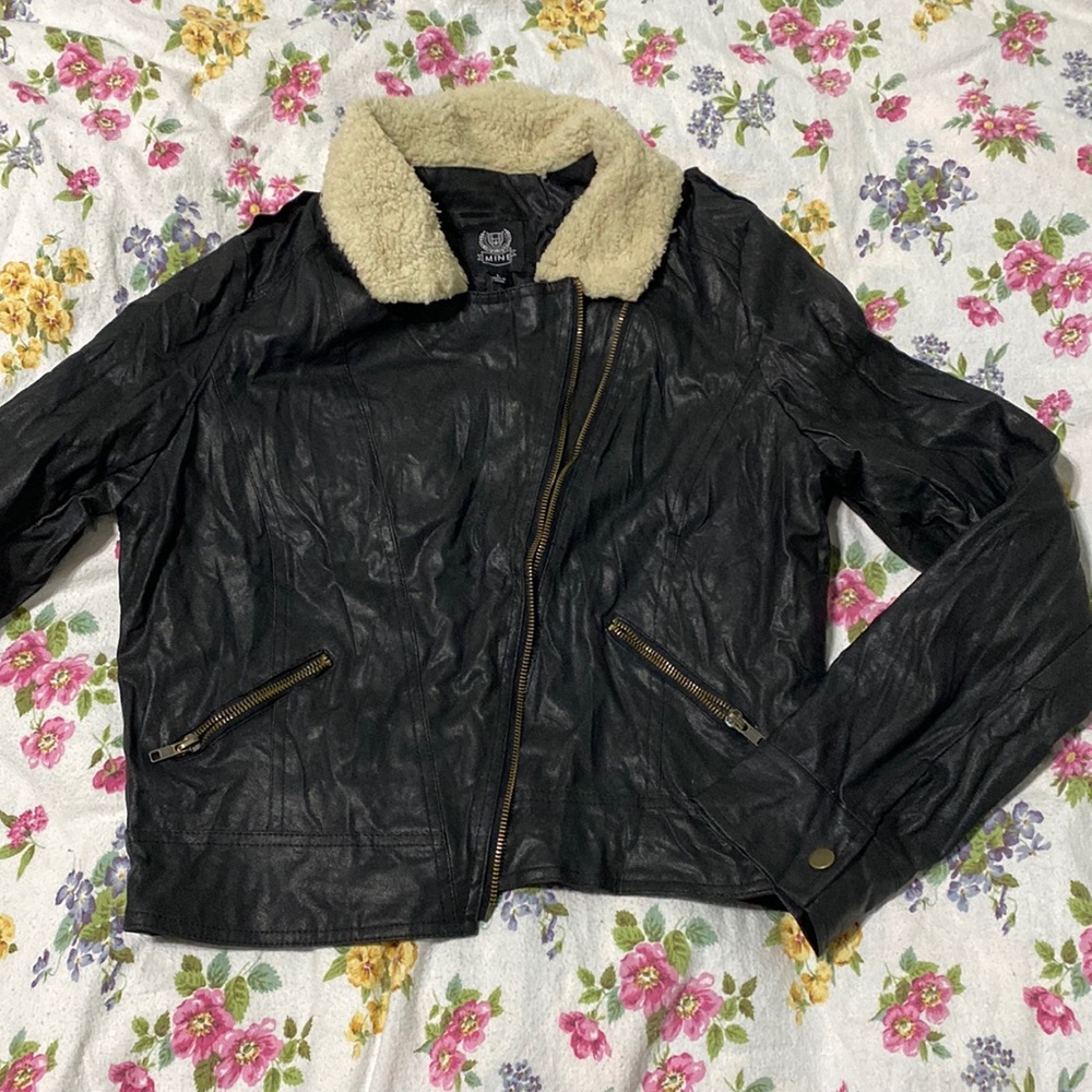 Faux leather bomber